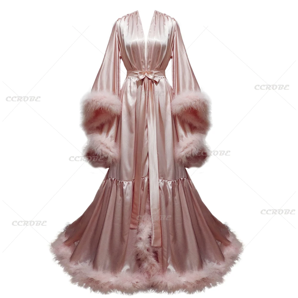 Robe Silk Women - Roupão de penas para mulheres, roupão