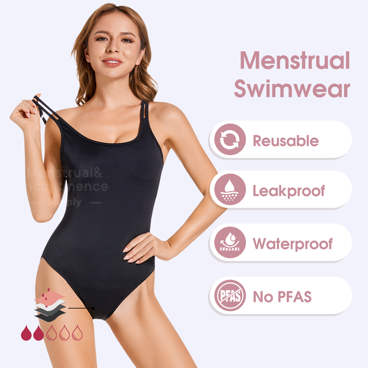 Period Panty Absorbent - Período feminino roupa de banho uma