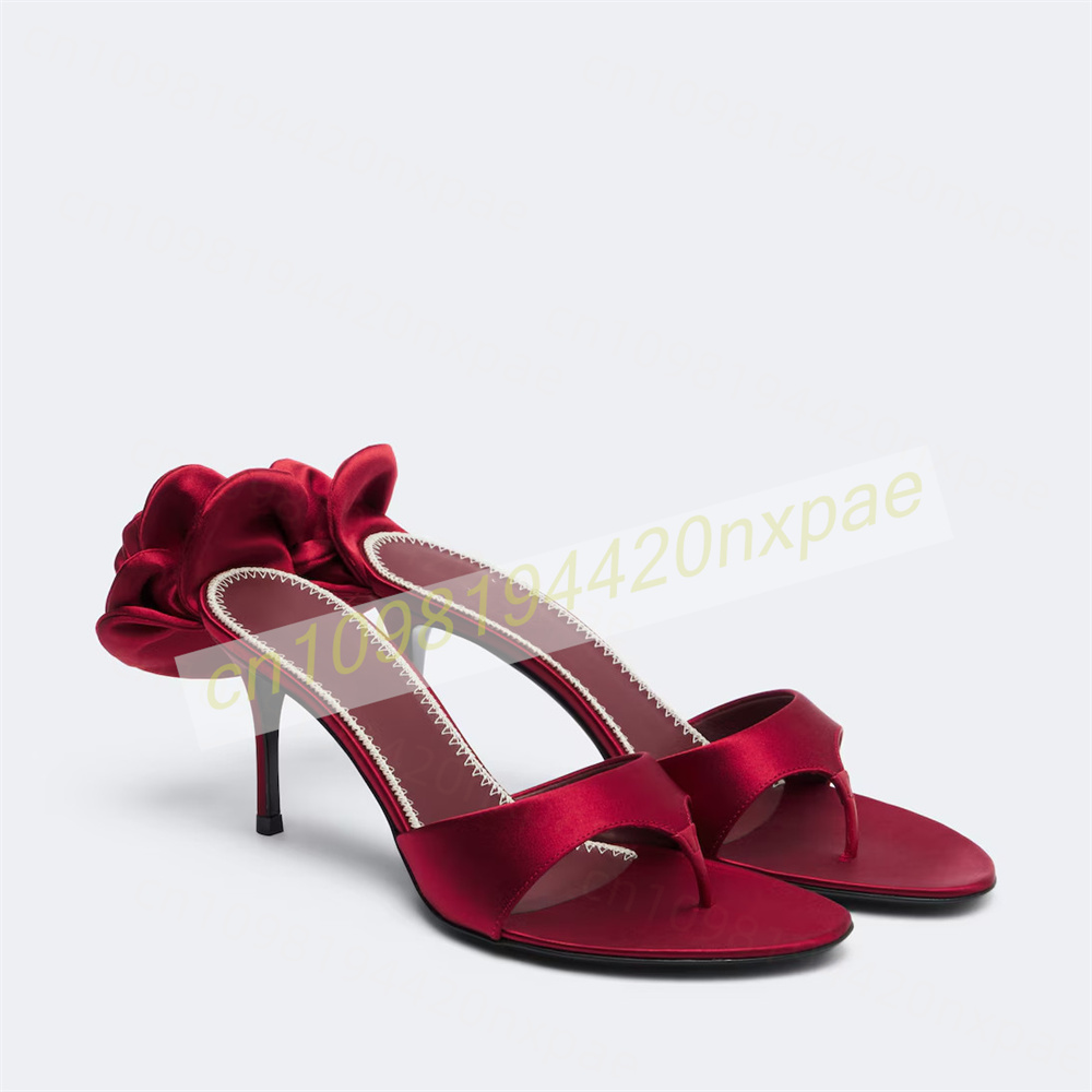 Slip Dress Satin - Sandálias femininas vermelhas de cetim com