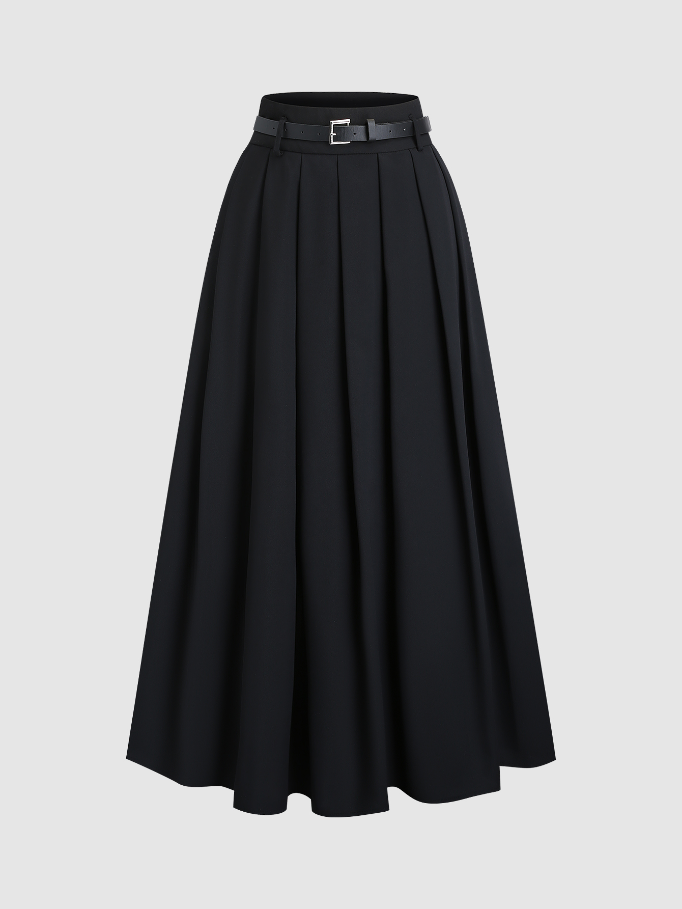Corset Waist Cinch - Saia midi plissada preta de cintura