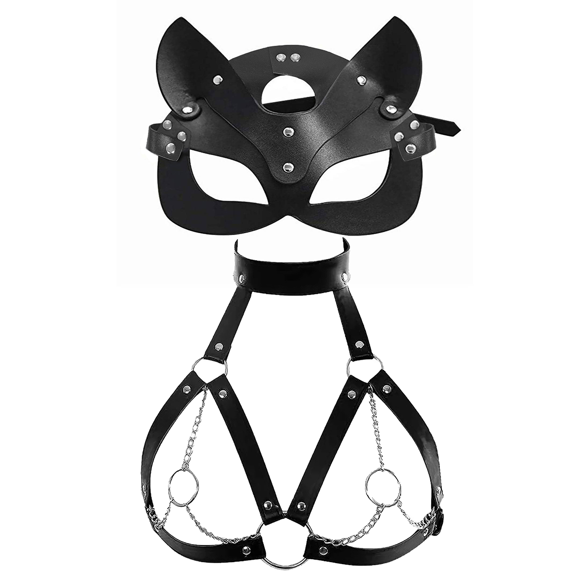 Garter Belt Set - Mulheres sexy máscara venda cosplay couro
