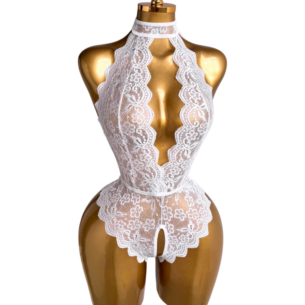 Lingerie Feminina Branca com D - Lace Teddy Lingerie avaliação e preço