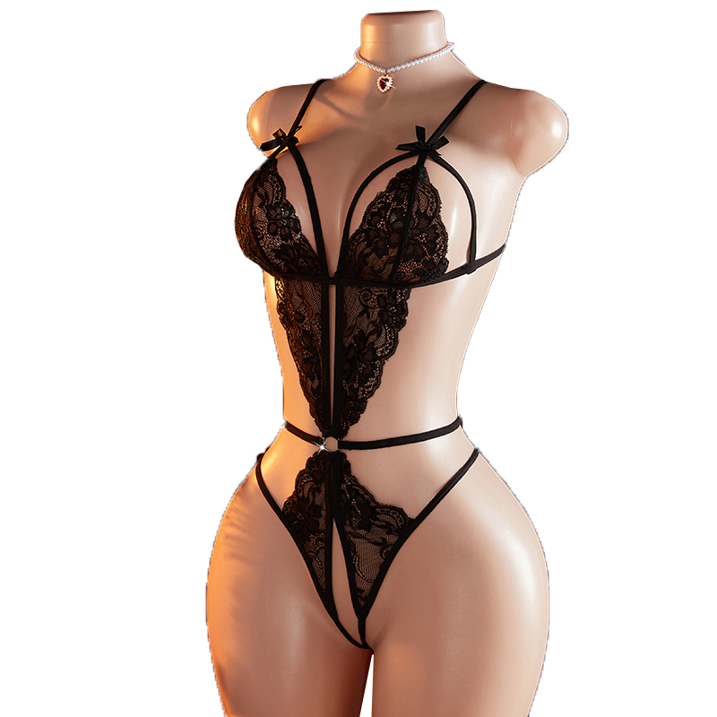 Transparente sexy de uma peça  - Lace Teddy Lingerie avaliação e preço