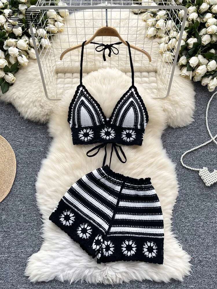 Praia férias malha 2 pçs terno - Cami Top Lace avaliação e preço