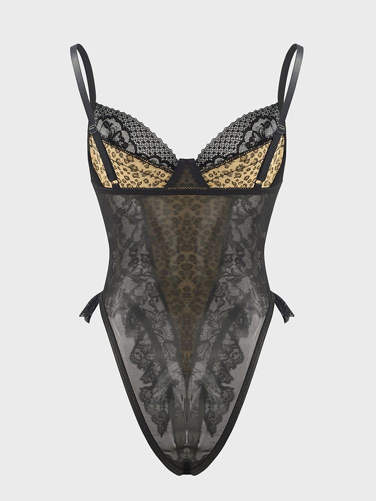 Sexy renda leopardo padrão bod - Shapewear Bodysuit Firm avaliação e preço