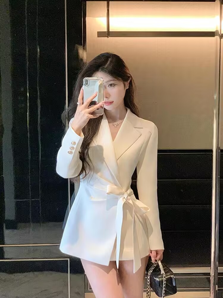 Blazer Feminino de Cor Sólida, - Corset Waist Cinch avaliação e preço