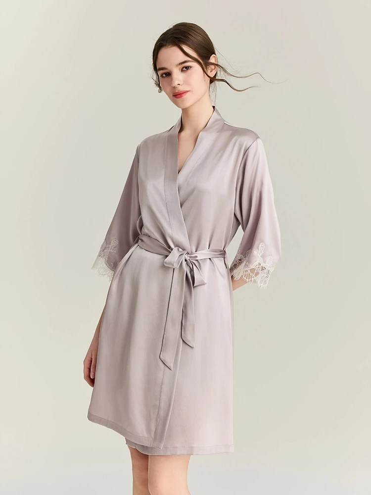 22mm 100% seda amoreira robe v - Robe Silk Women avaliação e preço