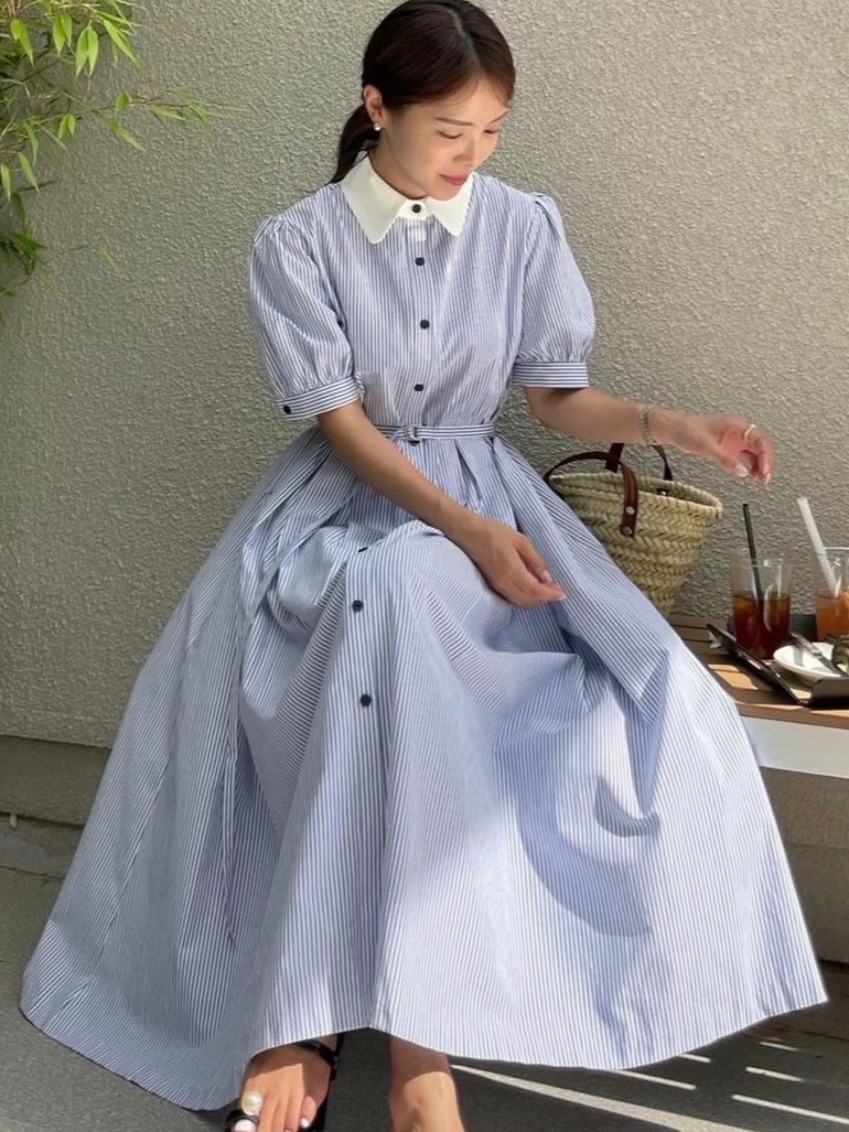 Vestido Elegante Retro Listrad - Corset Waist Cinch avaliação e preço