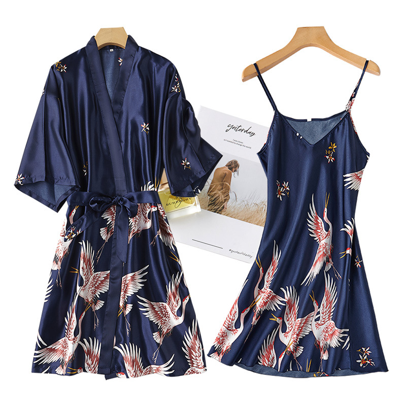 Borgonha Faux Silk Robe Sets f - Robe Silk Women avaliação e preço