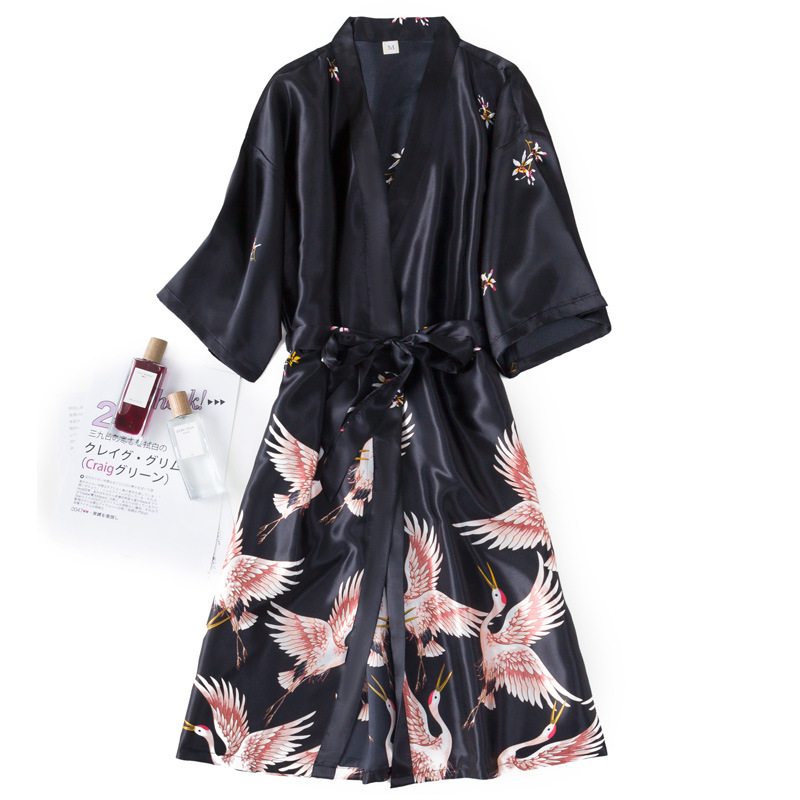 Borgonha Faux Silk Robe Sets f - Robe Silk Women avaliação e preço